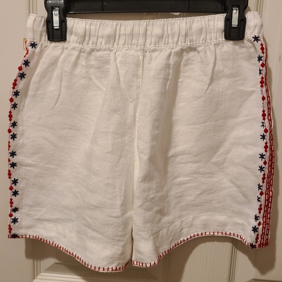 CYNTHIA ROWLEY 100% LINEN WHITE FLOWER EMBROIDERY SIDES SMALL NEW WITHOUT TAGS - Picture 5 of 6